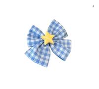 Carino Fermaglio per capelli blu per la donna, Grid Patterned Star Bow Design, Perfetto per l'usura quotidiana, Regalo