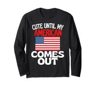 Carino Fino a Quando Il Mio Americano esce Divertente America Maglia a Manica