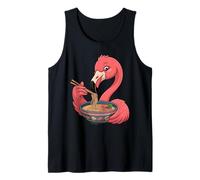 Carino Flamingo Mangiare Ramen Giapponese Kawaii Bird Noodles Canotta