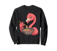 Carino Flamingo Mangiare Ramen Giapponese Kawaii Bird Noodles Felpa