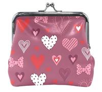 Carino floreale carino portamonete per le donne in pelle Kiss Lock Red Pink Hearts Change Purse Wallet, Cuori Rossi Ros, OneSize