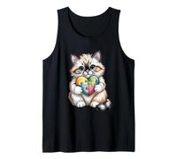 Carino Fluffy Kitten Holding Autism Awareness Puzzle Cuore Canotta