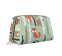 Carino Fox Bear Bird Bunny Tree Print Makeup Bag Portatile Versatile Toiletry Bag Grande Capacità Borsa Cosmetica per le Donne, bianco, Taglia unica, Beauty case