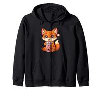 Carino Fox Boba Tea Lover Zoo Kawaii Ragazzi Ragazze Bambini Felpa con Cappuccio