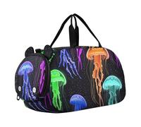 Carino Fox Fiori Ragazzi Carry on Duffel Bag Pernottamento Borse Bambino Ragazze Tote Duffle Bags Viaggio con Tracolla, Colorato Glowing Medusa Viola, classico