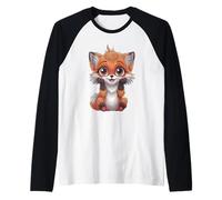 Carino Fox Illustrazione Animale Maglia con Maniche Raglan