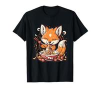 Carino Fox Mangiare Ramen Kawaii Anime Japanese Noodles Opere D'arte Maglietta