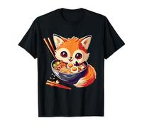 Carino Fox Ramen Bowl Anime Kawaii Artwork Japanese Noodles Maglietta
