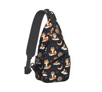 Carino Fox Sky Print Sling Bag per uomini e donne, borse a tracolla borsa da petto zaino per viaggi escursionismo