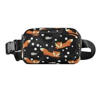 Carino Fox Spot Nero Impermeabile Donne Marsupio Cintura Marsupio Alla Moda per Le Donne, Carino Fox Spot Nero, 20,3 x 13,5 x 5,8 cm, Divertente Carino, Simpatico Punto Volpe Nero, 20,3 x 13,5 x 5,8