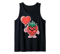 Carino Fragola Che Tiene Cuore Palloncino Kawaii Fruit Art Canotta