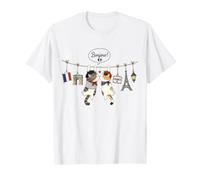 Carino Francese Gatti Baciare Parigi Bonjour Romance Maglietta