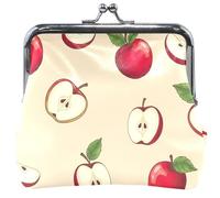 Carino Frutta Beige Pelle Portamonete per le Donne Carino Bacio Lock Ragazze Piccolo Cambiamento Borsa 11,5 cm x 10,5 cm