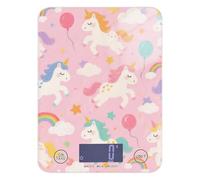 Carino Fumetto Bianco Arcobaleno Unicorni Spezie Digitale Bilancia Alimentare per Cucina 12 Lbs, 5kg/5g Portatile Piccola Bilancia Digitale Grammi con 4 Unità per Dieta Cottura Arrosto bascula Digital