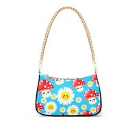 Carino Funghi Sorridenti Floreale Blu Hobo Borse Della Borsa Delle Donne Del Progettista Borse Divertente Signore Borsa A Tracolla Stampe