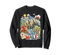 Carino Galles Regno Unito Castello Welsh Dragon Viaggi Felpa