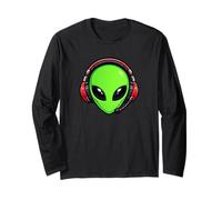 Carino Gamer Alien Head Extraterrestre Gaming Estetica Maglia a Manica