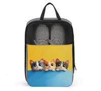 Carino Gatti Blu Giallo Cartoon Scarpa Borsa per Viaggi Uso quotidiano Anti-polvere Trasportatore di Scarpe Da Golf Sacchetto di Scarpe