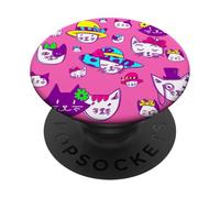 carino gatti cappelli divertente rosa PopSockets PopGrip Adesivo