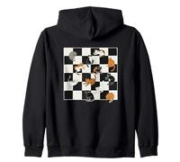 Carino Gatti e Dama Gatto Checker Kawaii Kittens Dama Felpa con Cappuccio