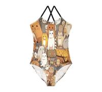 Carino Gatti Un Pezzo Bambino Costume Da Bagno Ragazza, Spiaggia Costume Da Bagno Ragazze, Gatti carini., 9-10 Anni