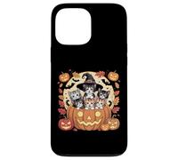 Carino gattini di Halloween in zucca con cappello da strega e pipistrelli Custodia per iPhone 13 Pro Max