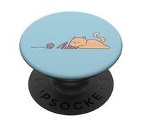 Carino Gattino Arancione Con Uno Sfondo Blu Neutro PopSockets PopGrip Adesivo
