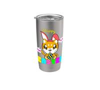 Carino gattino Happy Easter Cat Bunny orecchie e uovo bambini donne Bicchiere termico in acciaio inox doppia parete
