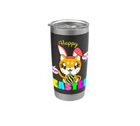 Carino gattino Happy Easter Cat Bunny orecchie e uovo bambini donne Bicchiere termico in acciaio inox doppia parete