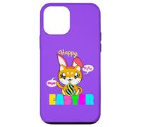 Carino gattino Happy Easter Cat Bunny orecchie e uovo bambini donne Custodia per iPhone 12 mini