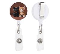 Carino gattino nero e arancione gatto porta badge retrattile con clip ID e portachiavi porta badge ID titolare carta d'identità clip badge nome per impiegati, dottori infermieri