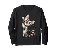 Carino Gattino Sbirciando Con Grandi Occhi Arte Maglia a Manica