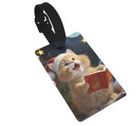 Carino gatto cantare canti natalizi stampa etichette per bagagli per valigie etichette da viaggio carine uniche etichette per valigie etichette per bagagli etichetta valigia identificare etichette per