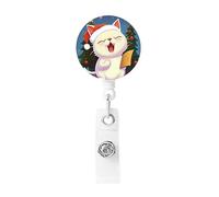 Carino gatto cantare Natale Carols badge bobina retrattile clip lavoro porta badge in plastica leggera porta badge ID clip per infermieri ufficio regali
