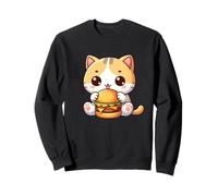 Carino Gatto Cartoon Burger Amore Fast Food Gioia Felpa