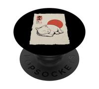 Carino gatto che dorme arte giapponese vintage zen neko PopSockets PopGrip Adesivo
