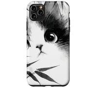 Carino gatto che sbircia attraverso bambù giapponese Sumi-e Art Custodia per iPhone 11 Pro Max