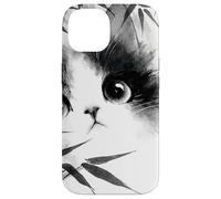 Carino gatto che sbircia attraverso bambù giapponese Sumi-e Art Custodia per iPhone 14