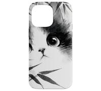 Carino gatto che sbircia attraverso bambù giapponese Sumi-e Art Custodia per iPhone 14 Pro Max