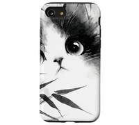 Carino gatto che sbircia attraverso bambù giapponese Sumi-e Art Custodia per iPhone SE (2020) / 7/8