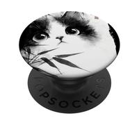 Carino gatto che sbircia attraverso bambù giapponese Sumi-e Art PopSockets PopGrip Adesivo