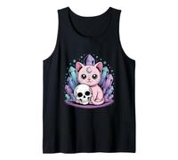 Carino gatto cristallo Kawaii pastello gotico estetico teschio spettrale Canotta
