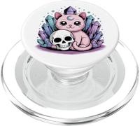 Carino gatto cristallo Kawaii pastello gotico estetico teschio spettrale PopSockets PopGrip per MagSafe