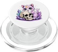 Carino gatto cristallo Kawaii pastello gotico estetico teschio spettrale PopSockets PopGrip per MagSafe