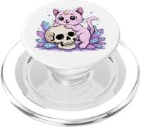 Carino gatto cristallo Kawaii pastello gotico estetico teschio spettrale PopSockets PopGrip per MagSafe