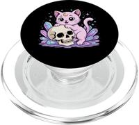 Carino gatto cristallo Kawaii pastello gotico estetico teschio spettrale PopSockets PopGrip per MagSafe