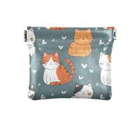Carino gatto e cuore modello Squeeze Coin Purse Pouch Change Holder PU Leather Mini portafoglio portamonete tasca per donne ragazze uomini