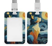 Carino gatto e luna notturna astratto ID porta badge clip retrattile porta carte di credito protezione nome badge targhetta per lavoro ufficio medico infermiera