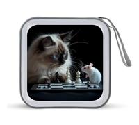Carino gatto e topo che gioca a scacchi CD titolare portatile 40 capacità DVD portafoglio organizzatore di archiviazione per auto viaggio