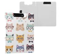 Carino gatto faccia Appunti Pieghevole Doppia Clip Metallo Portapenne Clip Board con Copertina rigida Appunti Folio Ospedale Accessori